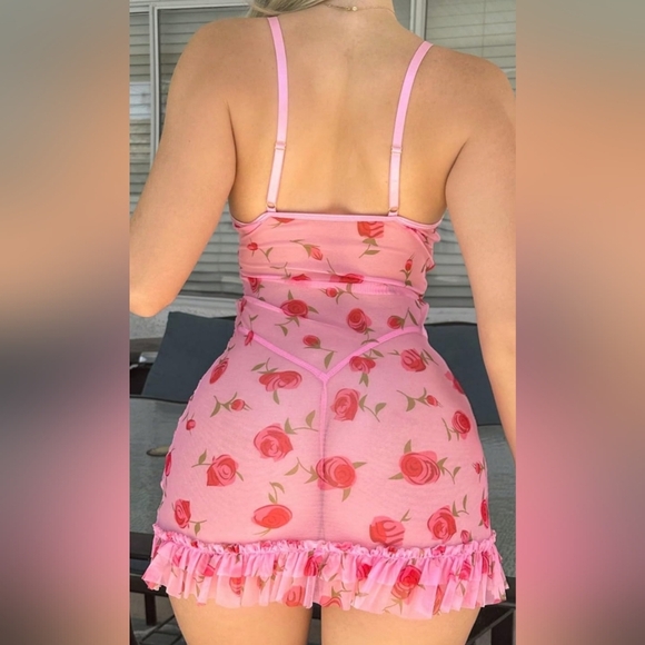 2/$50 NEW Barbie‎ Floral Print Ruffle Hem Underwire Mesh Lingerie Dress-(#1,493) - Picture 2 of 6